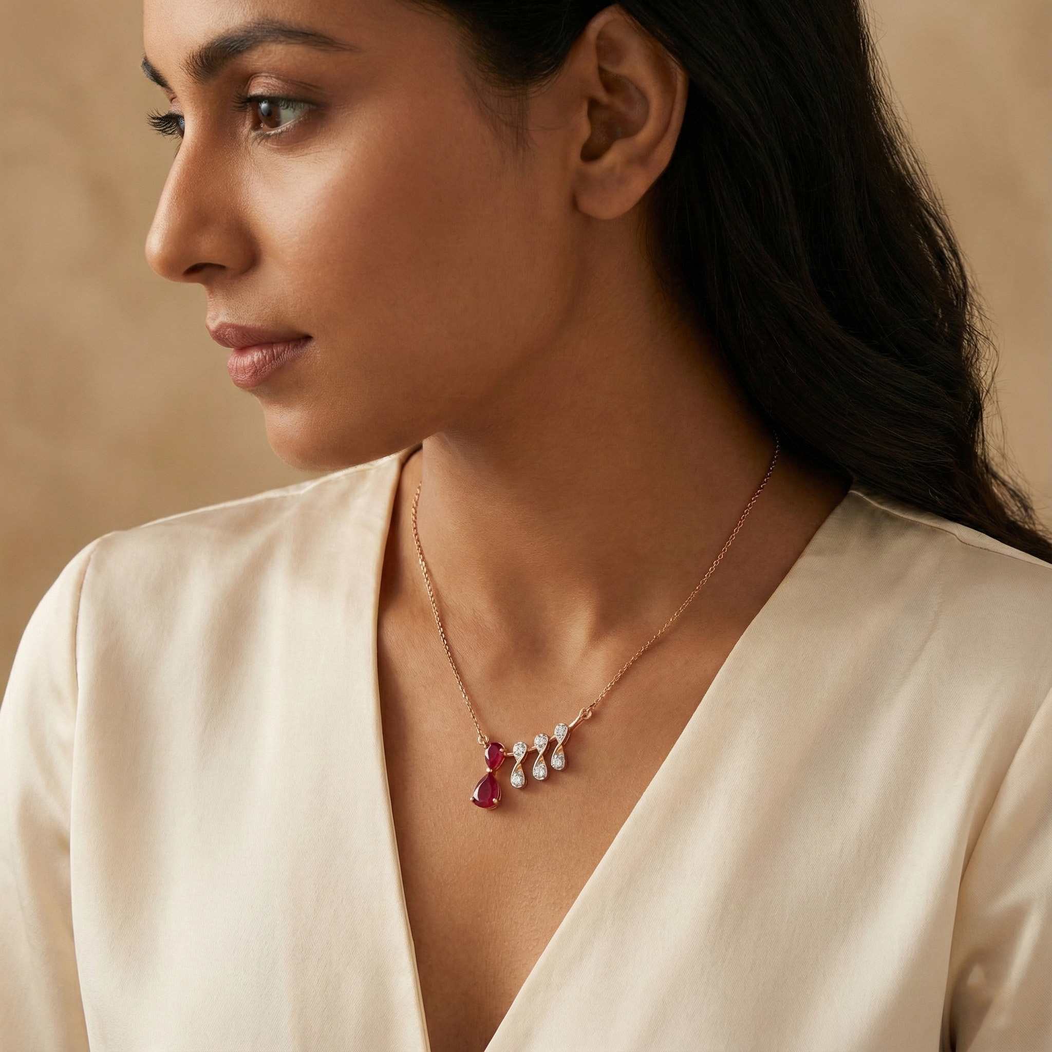 Sleek Everyday Gold and Diamond Pendant - Image 3