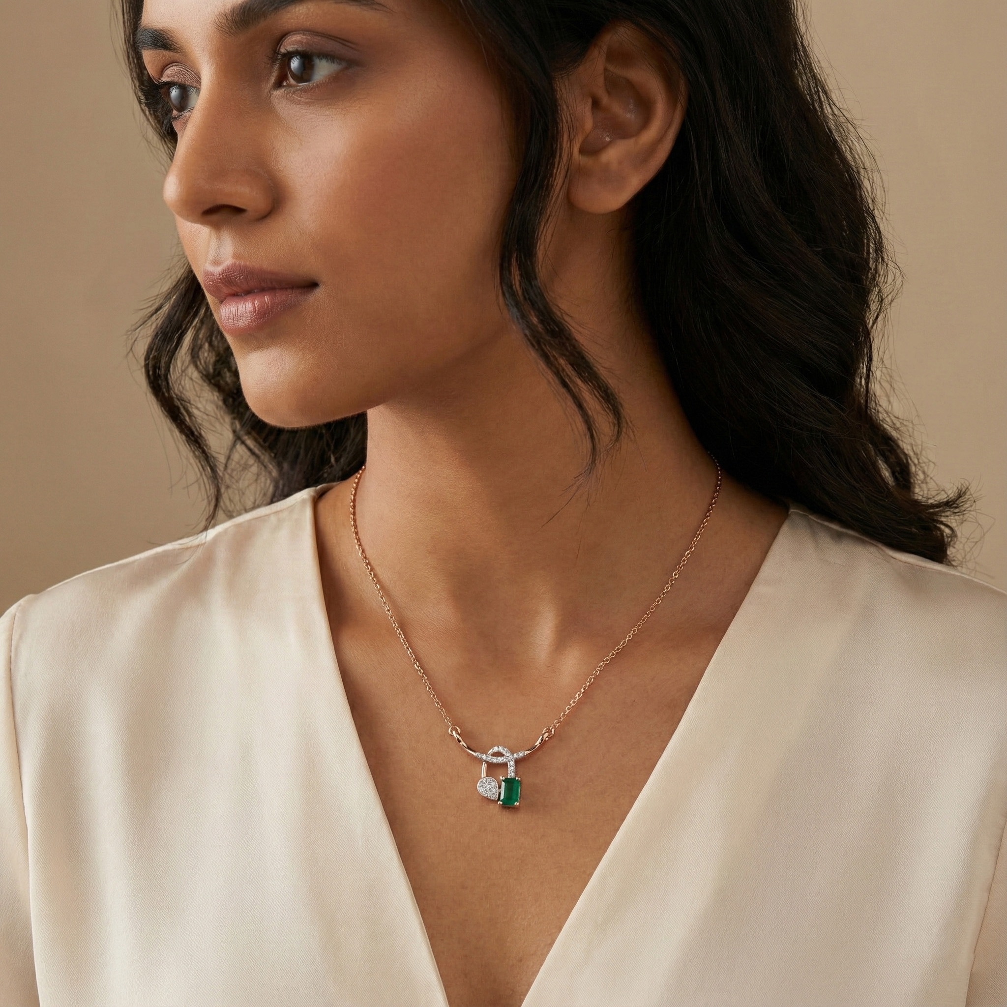 Sleek Everyday Gold and Diamond Pendant - Image 3